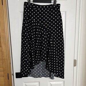 Elegant Black and White Polka Dot High-Low Skirt